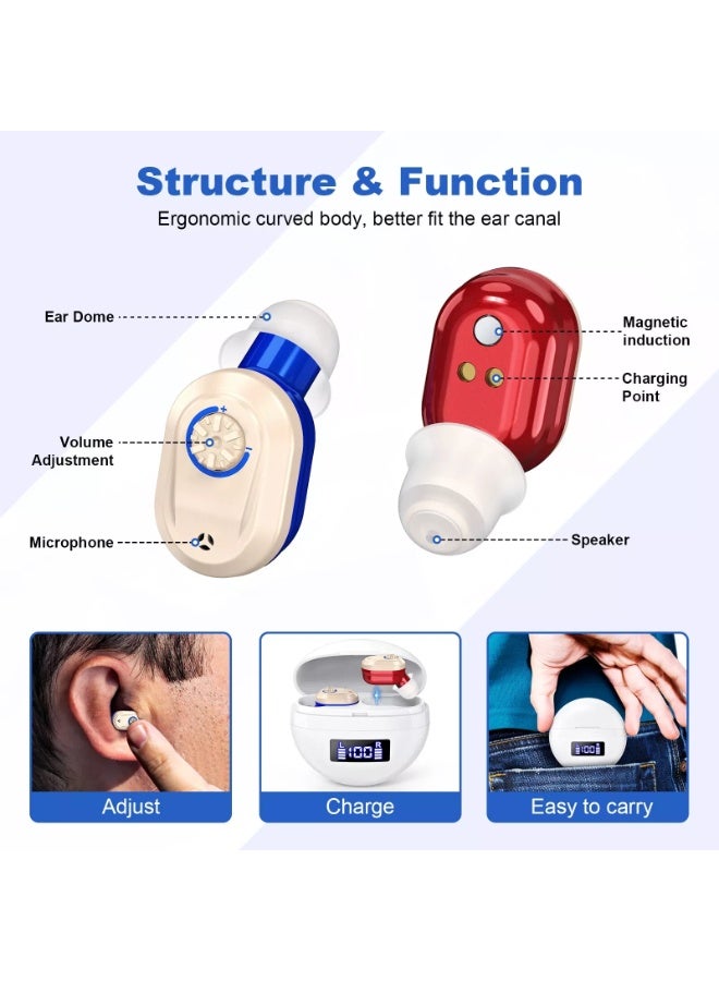 أجهزة السمع، أجهزة السمع المغناطيسية غير المرئية، حافظة شحن تلامسية مع شاشة عرض طاقة LED (أبيض، أحمر، أزرق) - Image 5